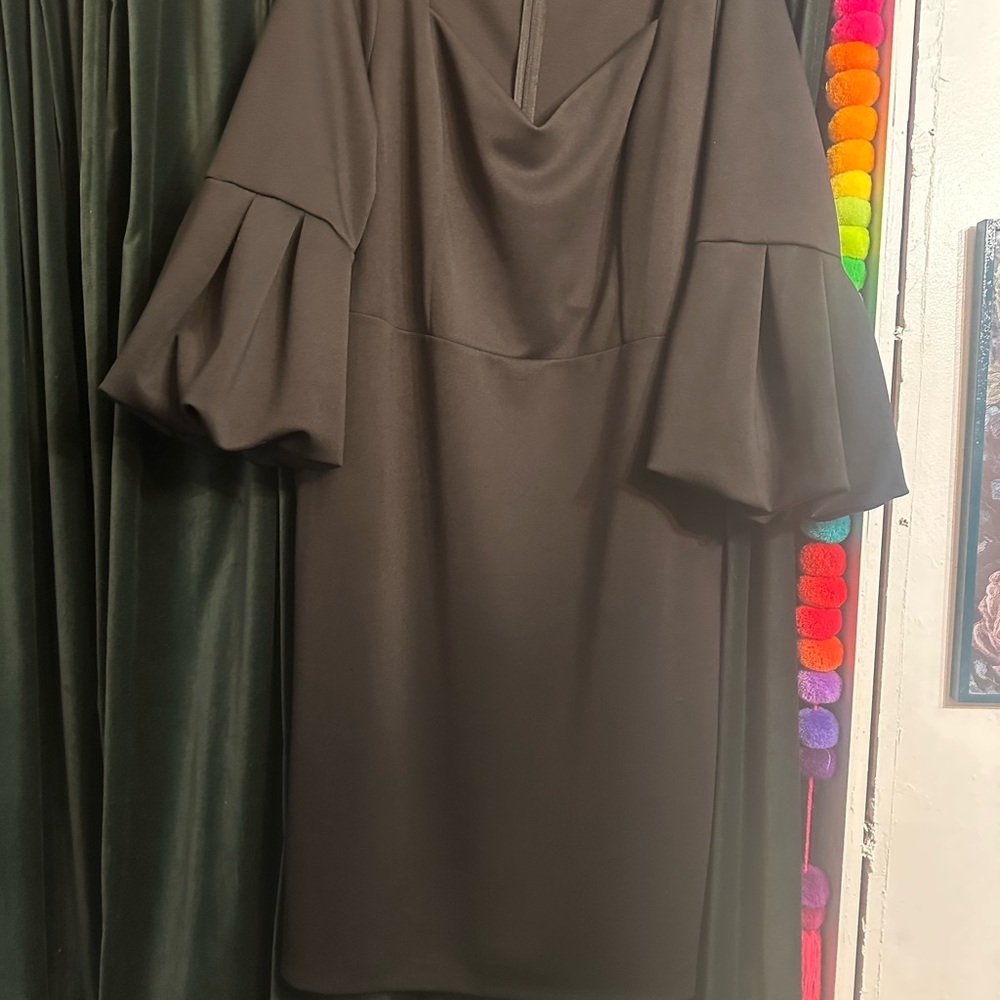 Eloquii Black Long Sleeve Dress with Puff Sleeves